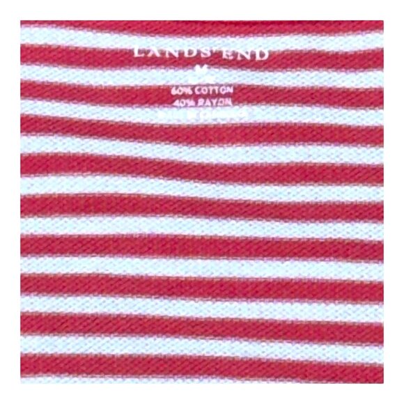 Lands End Striped Pink & White Cotton-Blend Button Cardigan Sweater Womens M - Picture 2 of 5